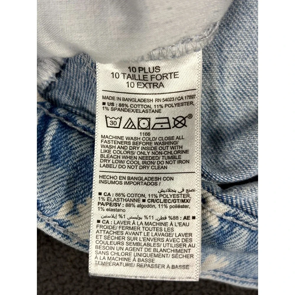 Old Navy High Rise Flare Jeans Girls 10 Plus Blue Floral Denim Cotton Stretch